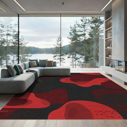 Abstract Crimson Blob Texture Rug