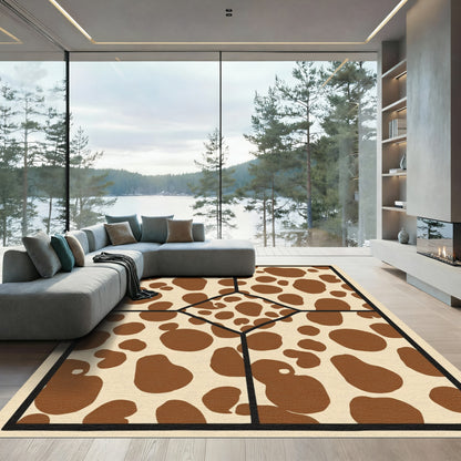 Caramel Brown Spotty Geometric Patchwork Rug