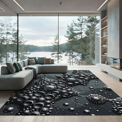 Dark Gray Organic Bubble Cluster Rug
