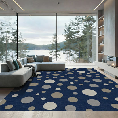 Navy Blue Scattered Circles Rug