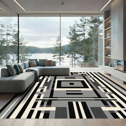 Monochromatic Geometric Modern Square Rug