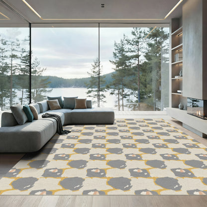 Soft gray abstract painted squares Rug