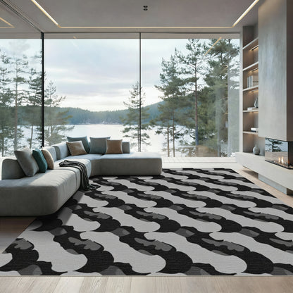 Monochromatic Abstract Organic Waves Rug