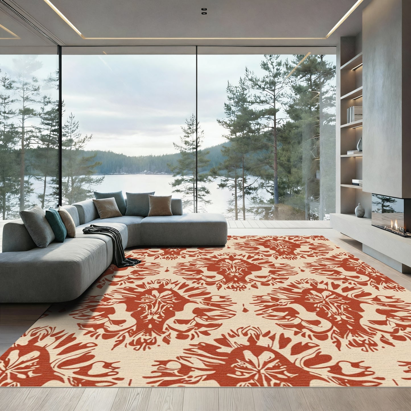 Terracotta Red Vintage Medallion Overlay Rug