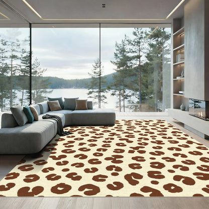 Brown Leopard Spots Cream Rug