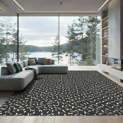 Dark Speckled Cream Abstract Scatter Rug