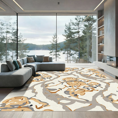 Abstract Ochre Gray Vine Rug