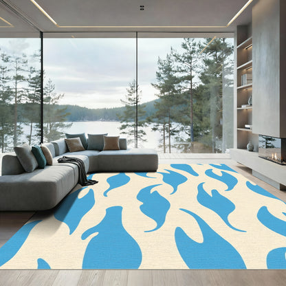 Blue Flame Inspired Abstract Art Rug