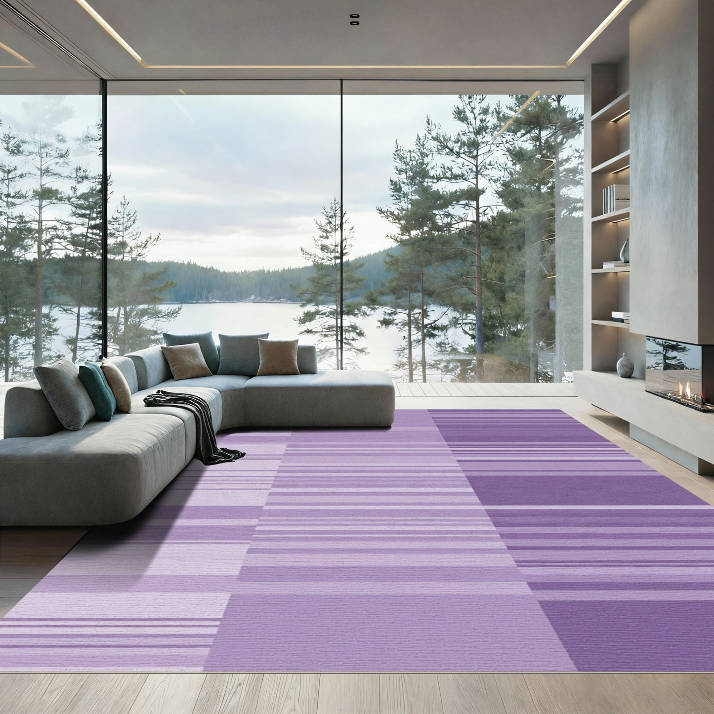 Lavender Gradient Block Stripe Rug