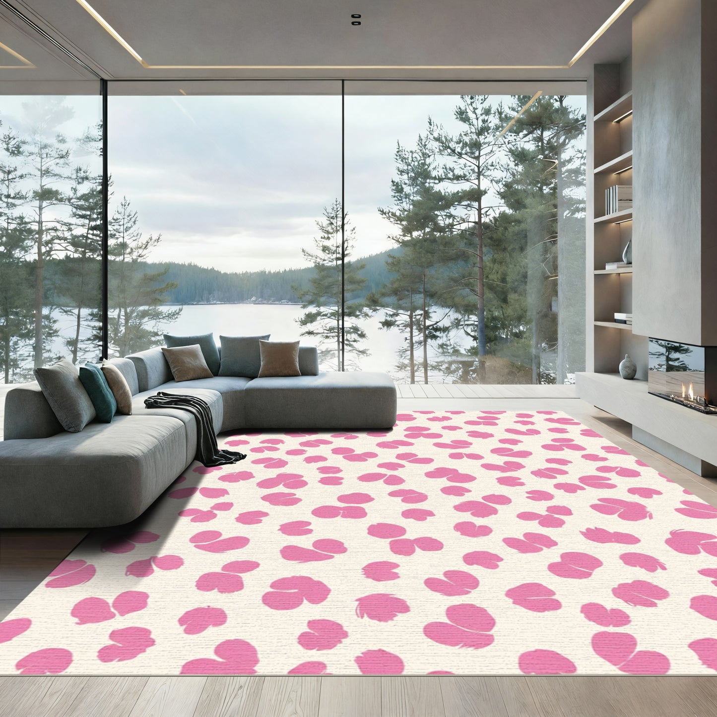 Pink Blossom Scatter Casual Rug