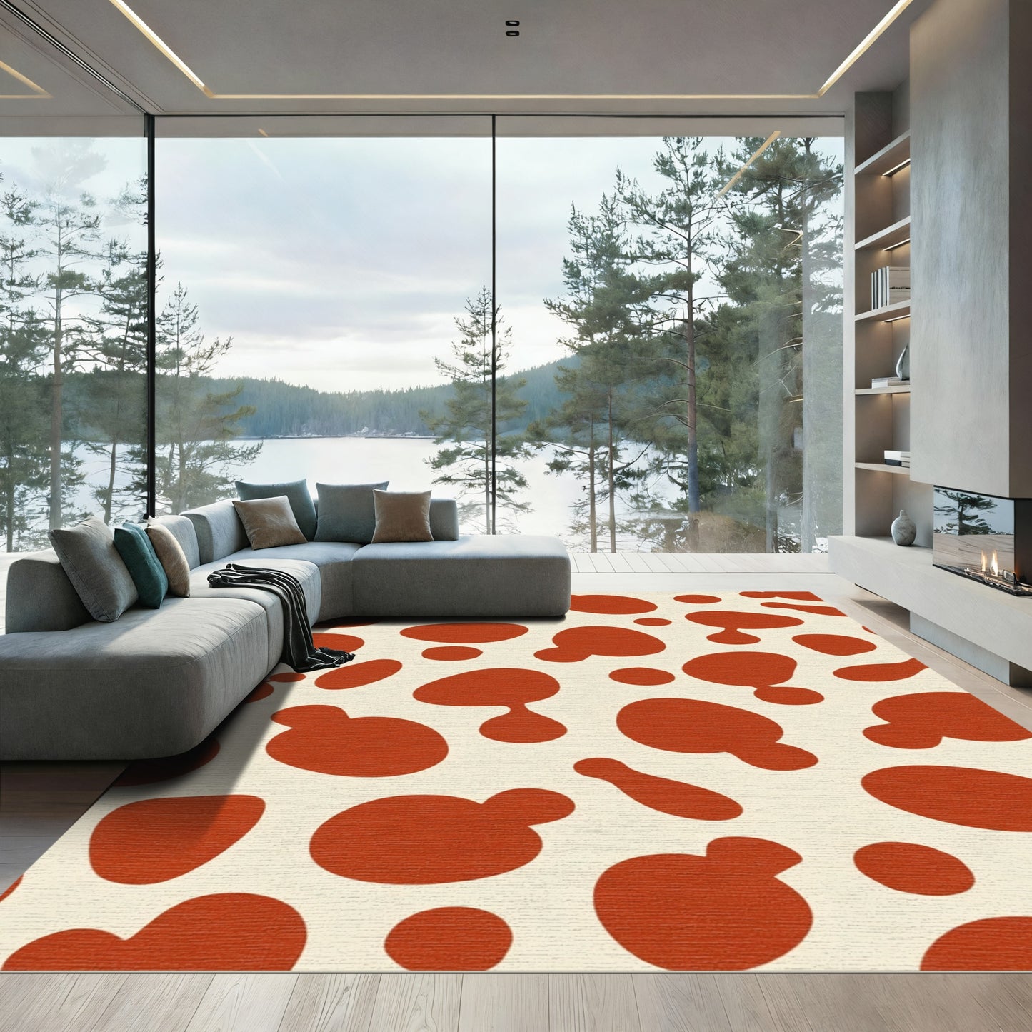 Terracotta Spots Organic Abstract Rug