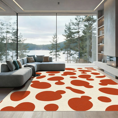 Terracotta Spots Organic Abstract Rug