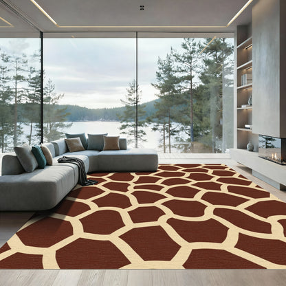 Rich Brown Tan Giraffe Animal Print Rug