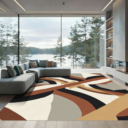 Earthy Tones Intersecting Smooth Waves Rug