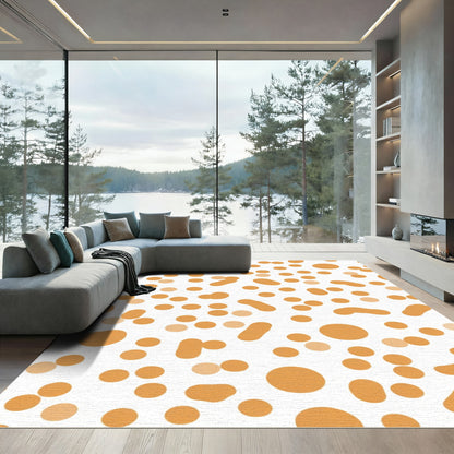 Orange Spotted Abstract Organic Shapes Rug