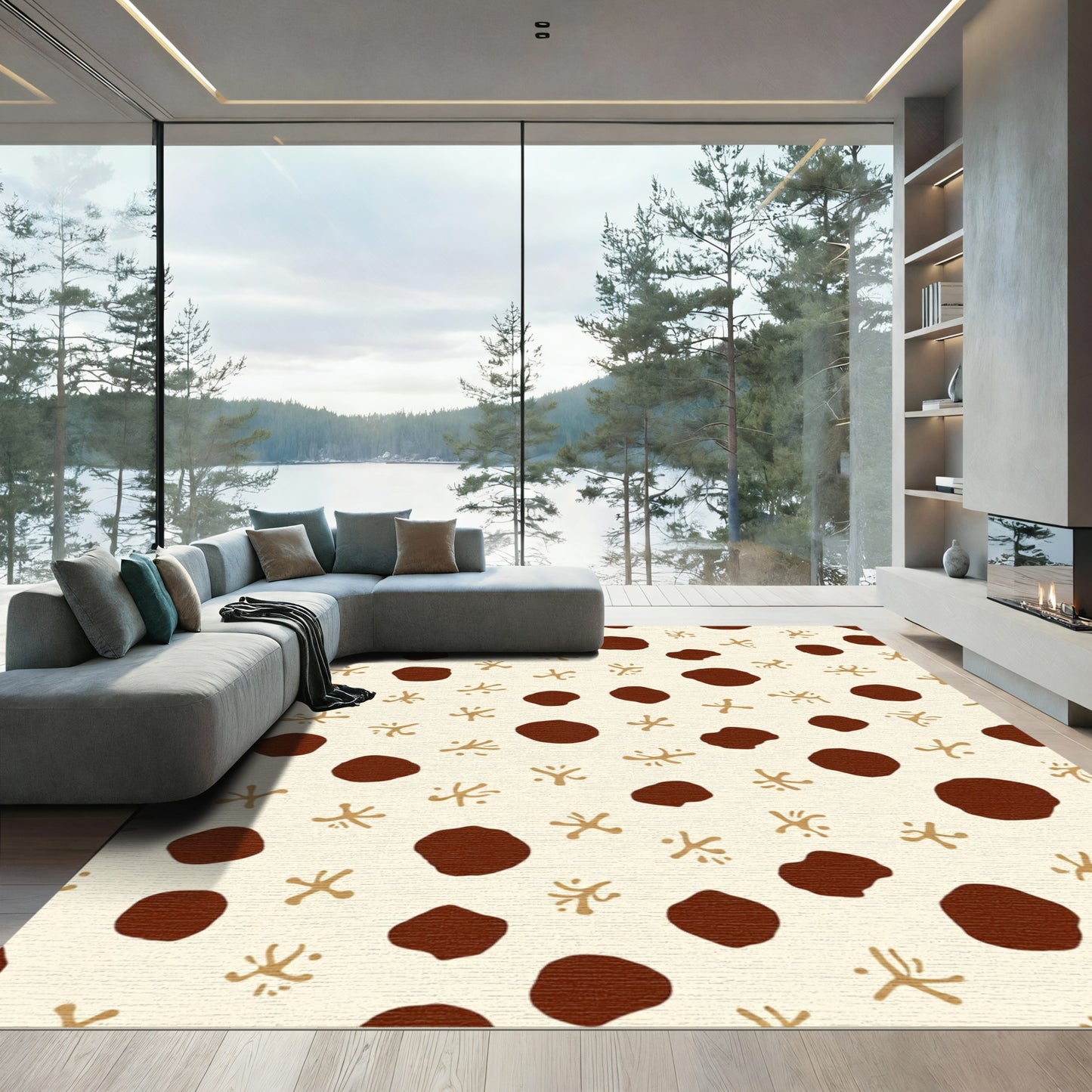 Cocoa Brown Spots Scattered Design Rug