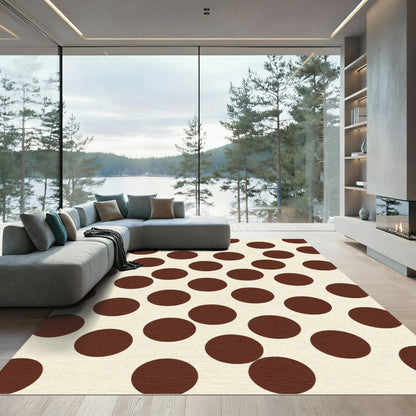 Ecru Chocolate Polka Dot Circles Rug