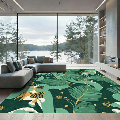 Emerald Tropical Flourish Organic Rug