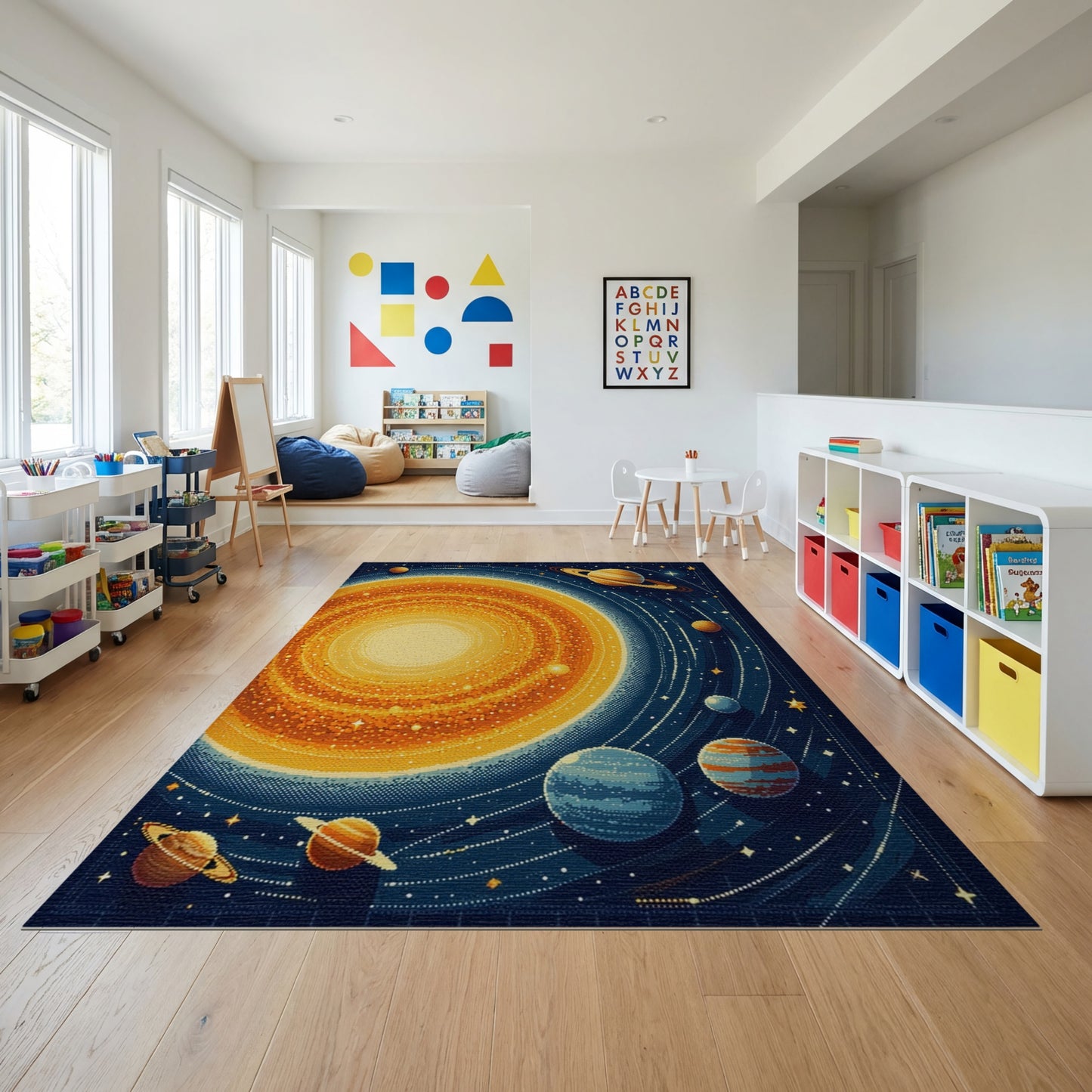 Retro Cosmic Solar System Rug