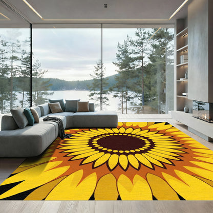 Golden Yellow Sunflower Petal Radiance Rug