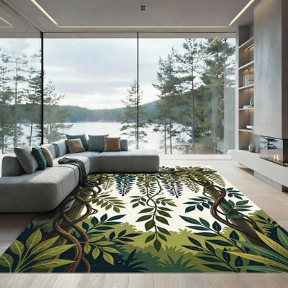 Earthy Wisteria Vine Botanical Trellis Rug