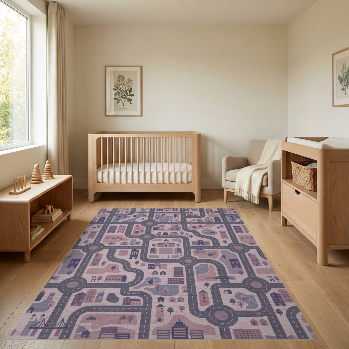 Purple City Street Grid Rug