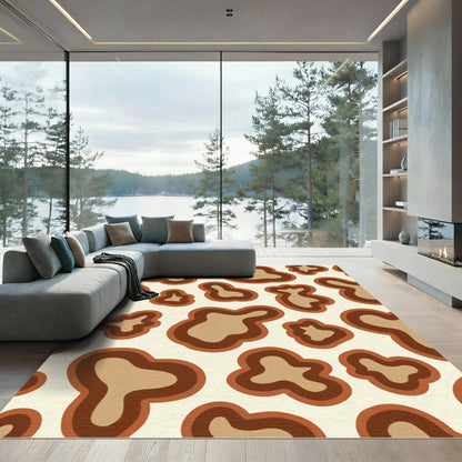 Retro Brown Amorphous Blobs Rug