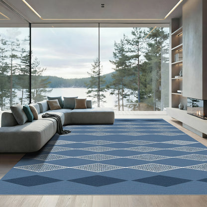 Deep Blue Diamond Inlay Rug