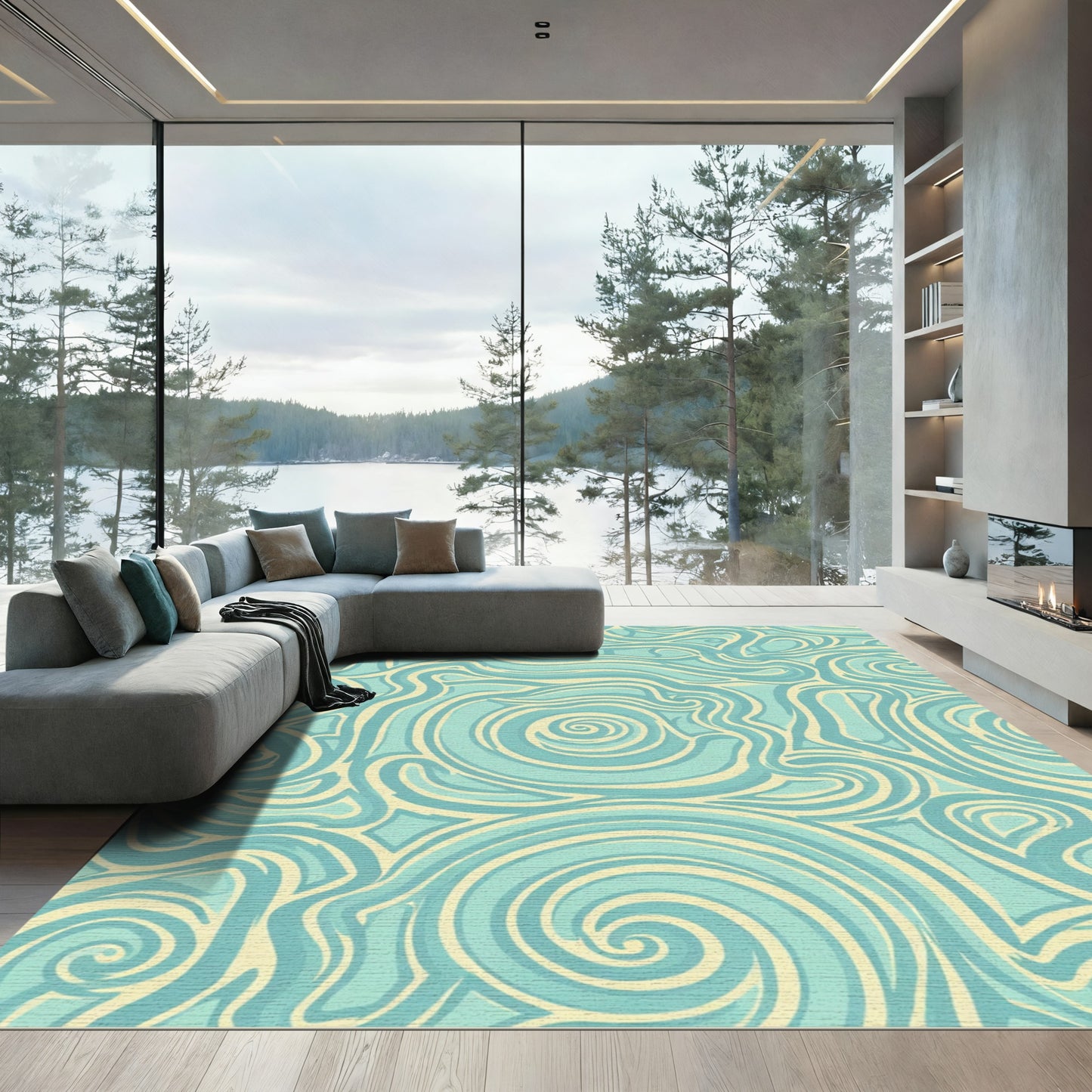 Seaside Swirl Pastel Aqua Rug