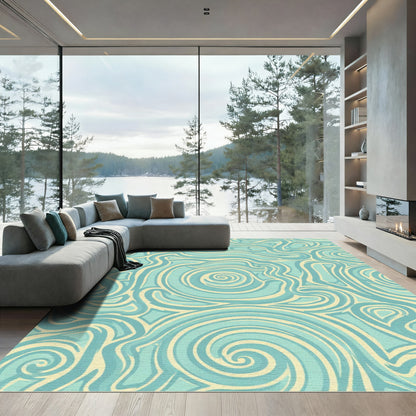 Seaside Swirl Pastel Aqua Rug