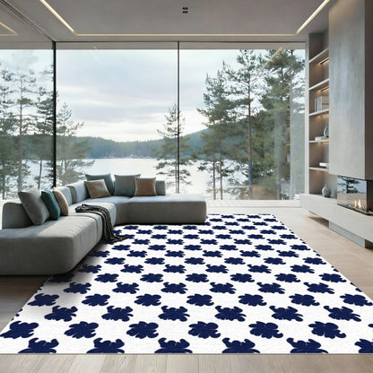 Navy Blossom Repeating Pattern Rug