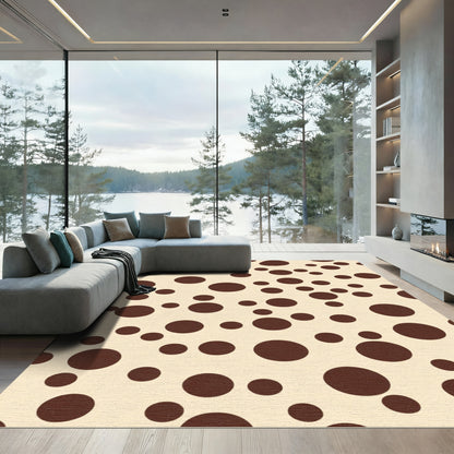 Cream Brown Polka Dot Scatter Rug