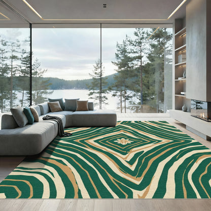 Emerald Gold Cream Diamond Flower Rug