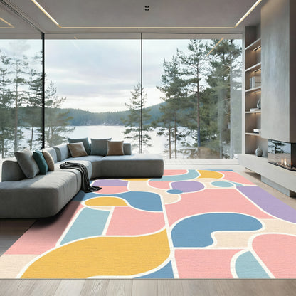 Pastel Geometric Abstract Organic Shapes Rug