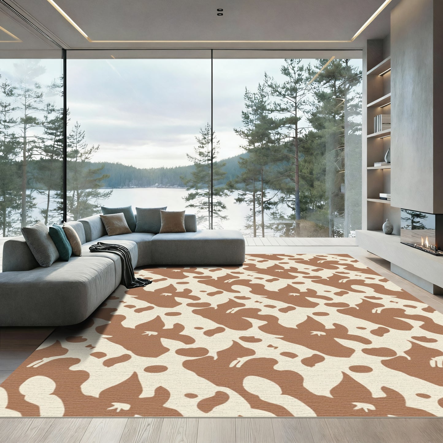 Brown Cream Spotted Animal Hide Rug