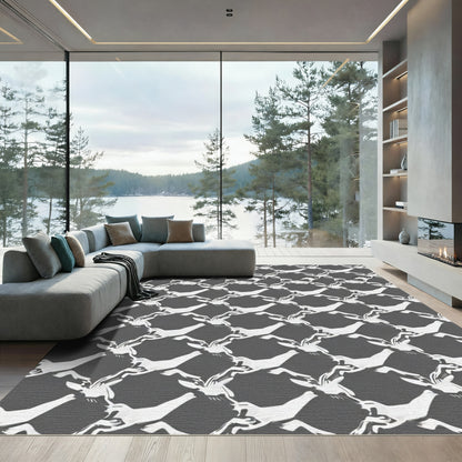 Monochromatic White Horse Interlocking Design Rug