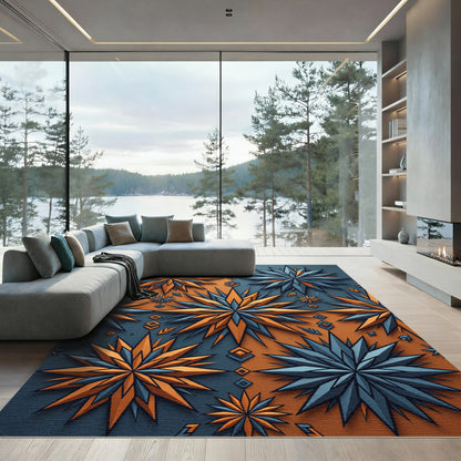 Vibrant Starburst Geometric Diamond Rug