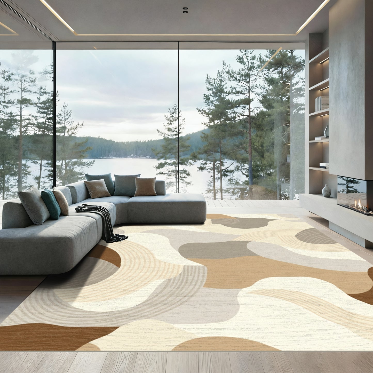 Earthy Tone Organic Stripe Contemporary Rug