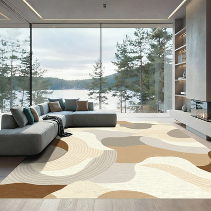 Earthy Tone Organic Stripe Contemporary Rug