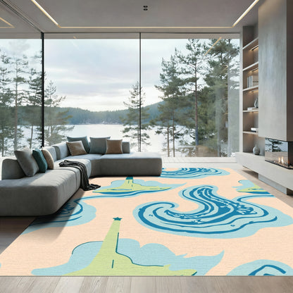 Light Green Abstract Beacon Waves Rug