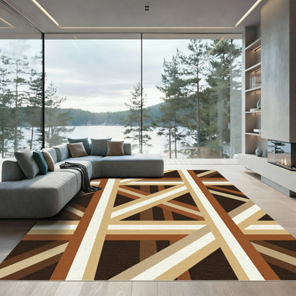 Earthy Tones Geometric Intersecting Lines Rug