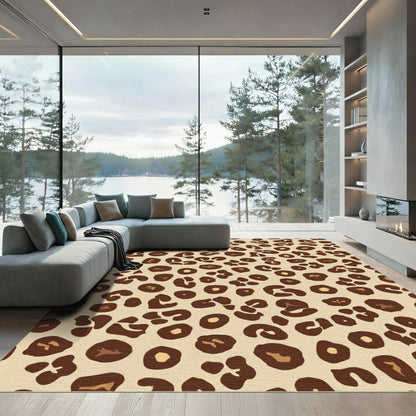 Earthy Brown Leopard Spots Rug