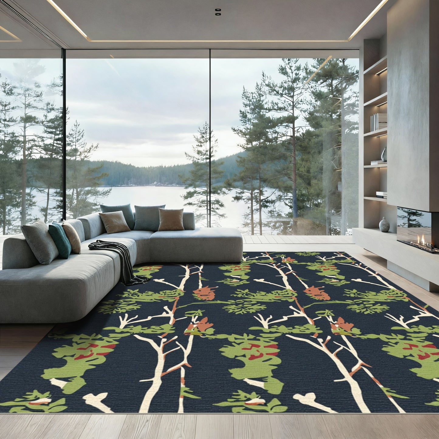 Forest Woodland Tree And Foliage Design Rug