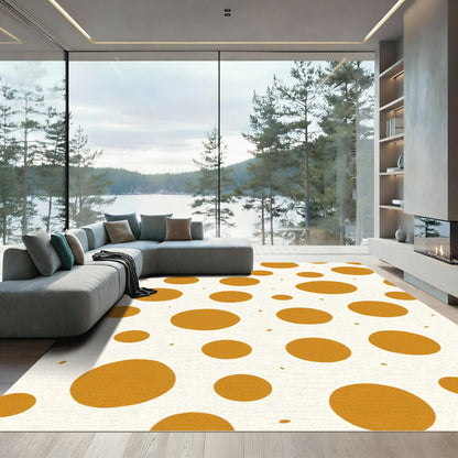 Golden Ochre Polka Dot Scatter Rug
