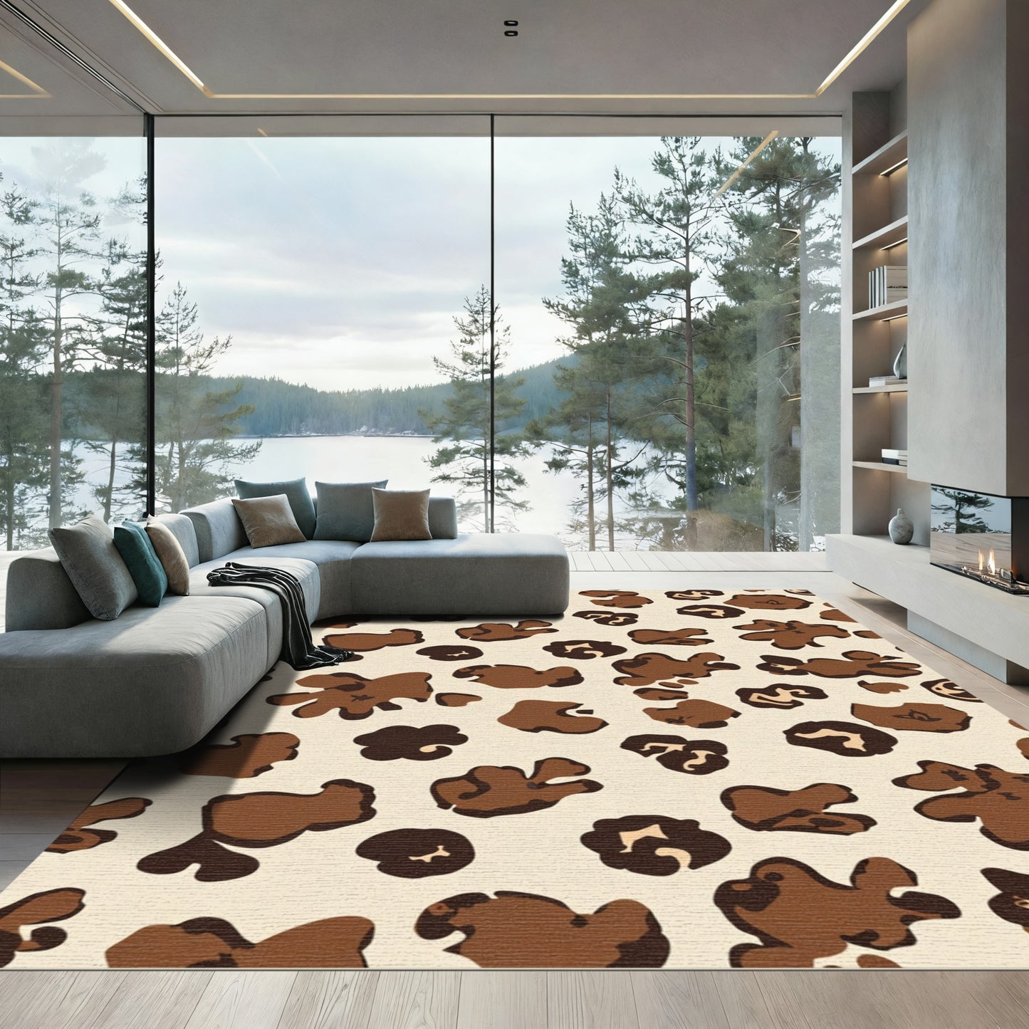Brown Leopard Spots All Over Rug