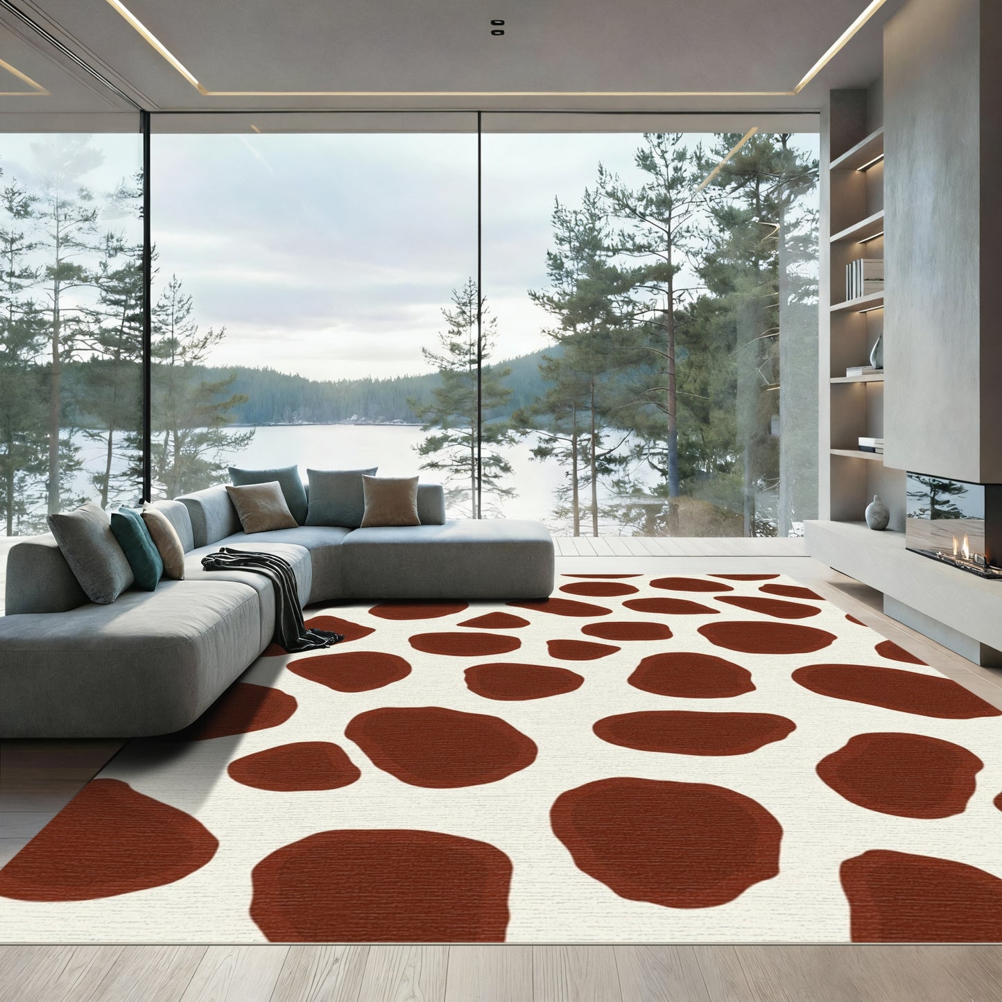 Brown White Spotted Animal Hide Rug