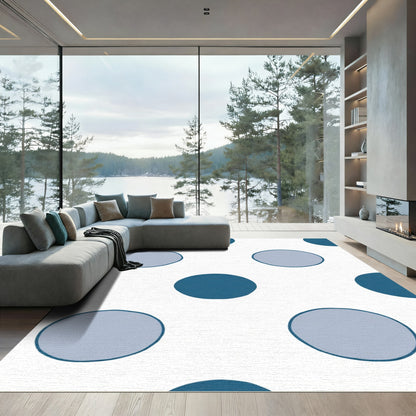 Deep Blue And Gray Polka Dot Overlay Rug