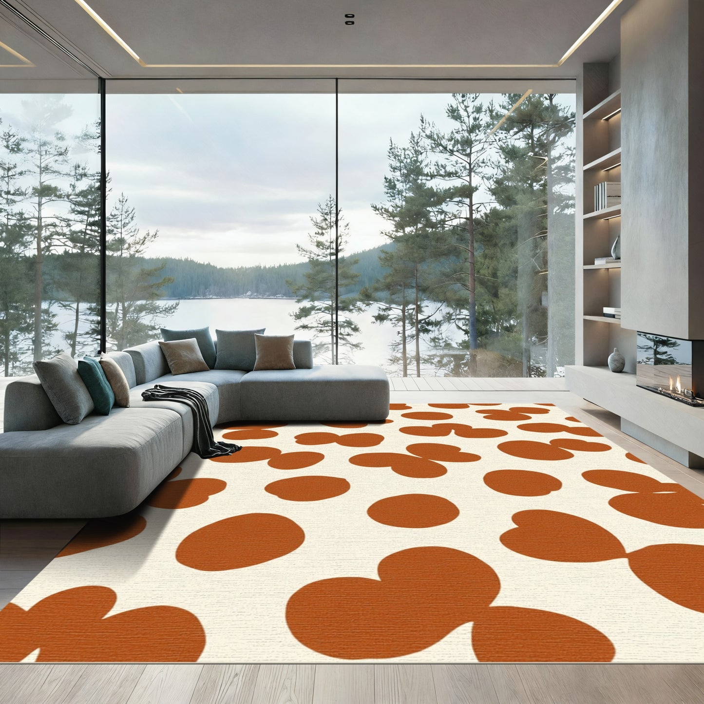 Terra Cotta Blobs Ochre Background Rug
