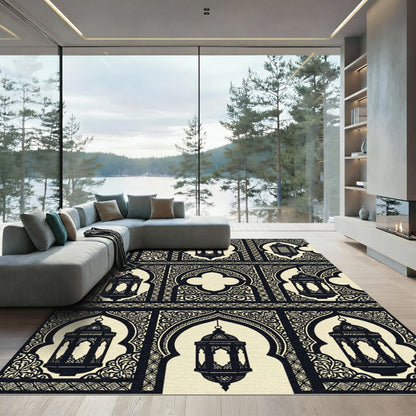 Black Ivory Lantern Archway Mosaic Rug