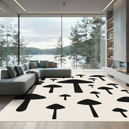 Black Mushroom Ensemble Repeating Arrangement Rug